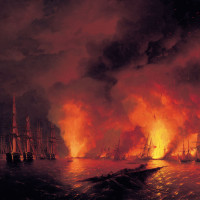 Синопский бой 18 ноября 1853 года (Ночь после боя).-18-noyabrya-1853-goda-noch-posle-boya-1853