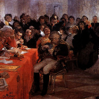 А.С.Пушкин на акте в Лицее 8 января 1815 года читает свою поэму "Воспоминания в Царском селе". 