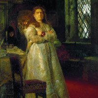 Царевна Софья Алексеевна через год после заключения ее в Новодевичьем монастыре, во время казни стрельцов и пытки всей ее прислуги в 1698 году.