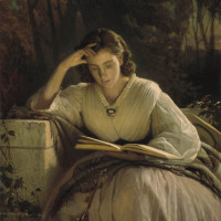 За чтением. Портрет Софьи Николаевны Крамской, жены художника.