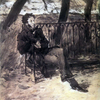 А.С.Пушкин на садовой скамье.