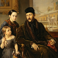 Портрет Дмитрия Петровича Воейкова с дочерью Варварой Дмитриевной Воейковой и англичанкой мисс Сорок. 