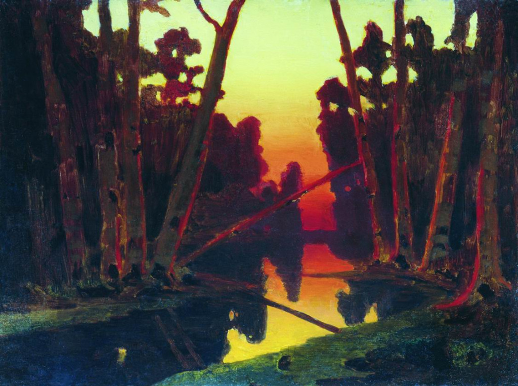 Закат в лесу