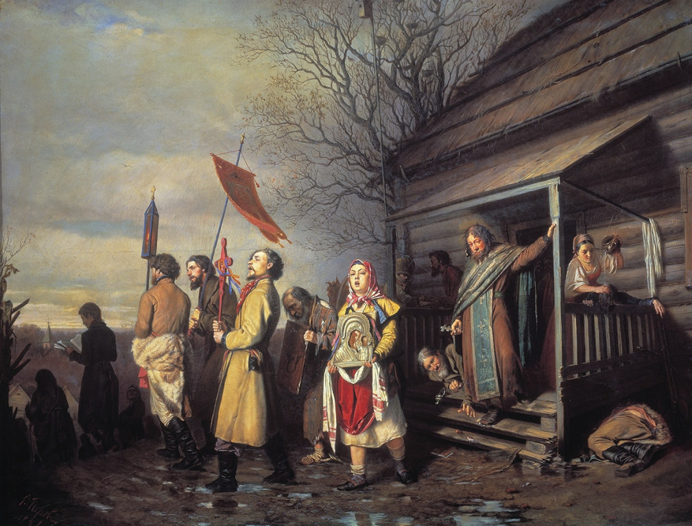 Сельский крестный ход на Пасхе.