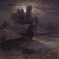 Лунная ночь в деревне (Зимняя ночь).